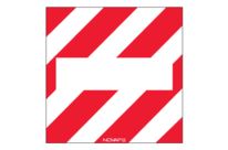 Panneau de signalisation + Zone neutre sans œillet - Standard 480x480mm - hachuré rouge/blanc - 3341058