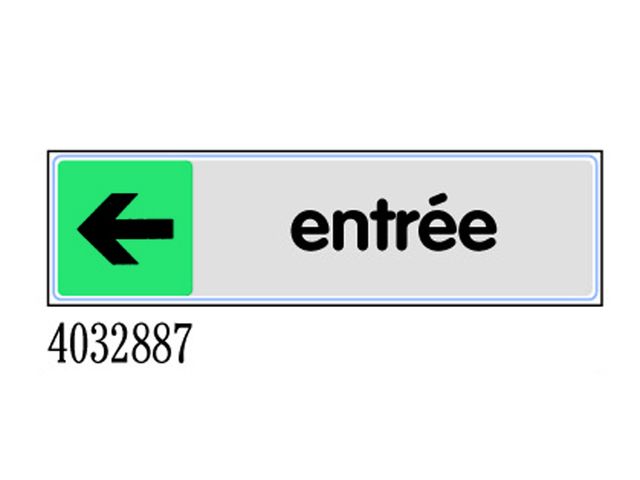Plaquette de porte Entrée flèche gauche - Plexiglas couleur 170x45mm - 4032887