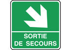Panneau d'évacuation sortie de secours flèche en bas à droit
