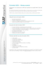 Catalogue Formation Avancee SEO