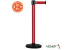 Poteau alu rouge à sangle Rouge Sens interdit sur socle portable - Novap