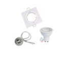 Pack de  10 - Kit Spot LED GU10 Orientable Carré BLANC avec Ampoule LED 8W - Blanc Froid 6000K