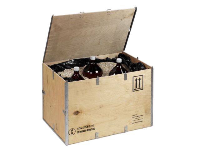 Caisses pliantes homologuées en bois contreplaqué pour produits dangereux | EXBOX DG