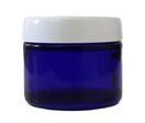 Pommadier en verre bleu avec couvercle blanc | ID LABO