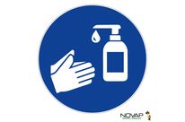 Panneau Obligation laver les mains avec du gel hydroalcoolique - Rigide Ø180mm - 4042534