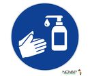 Panneau Obligation laver les mains avec du gel hydroalcoolique - Rigide Ø180mm - 4042534