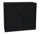 Manutan Expert - Armoire Basse Orel 120x105 cm Noir - Rideau à Clé - 2 Tablettes 45kg - Métal