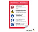 Panneau Les 5 gestes barrières - Adhésif A4 - 4610078