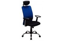 Fauteuil de bureau haut dossier mesh noir/bleu.