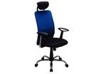 Fauteuil de bureau haut dossier mesh noir/bleu.