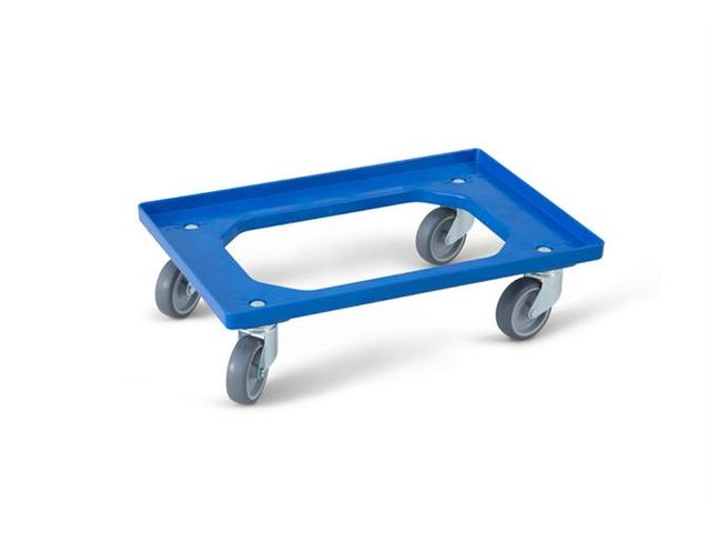 CHARIOT DE TRANSPORT 600X400 MM 4 ROUES PIVOT. CAOUTCH. + FOURCHES GALV.