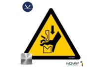 Panneau Danger écrasement de la main dans une presse plieuse - Classe 1 - Alu triangle 100mm - 4014043