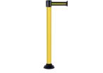 Poteau Alu Jaune laqué à sangle Noir/Jaune 3m x 50mm sur socle fixe - 2010207