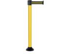 Poteau Alu Jaune laqué à sangle Noir/Jaune 3m x 50mm sur socle fixe - 2010207