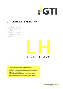 Présentation Gamme de filtres GT