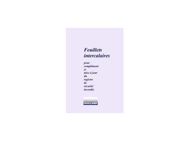 Registre de sécurité GUILLARD modèle 1995 - Feuillets intercalaires