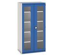 Bott - Armoire à portes transparentes Cubio - 1050x650x2000mm - Charge 1500kg - Acier Gris Clair/Bleu