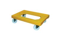 Gilac - Plateau roulant en acier 250 kg - 4 roues pivotantes - Jaune - 414x613 mm