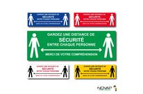 Panneau Garder une distance de sécurité - spécial sol - 450 x 150 mm - Novap