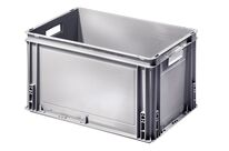 Caisse plastique Athéna 600x400 grise 60 litres avec poignées