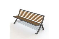 Banc public en compact stratifié Teck et pied acier - Bordeaux