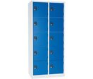 Manutan Expert - Vestiaire 10 cases gris/bleu - 800x500x1800mm - Serrure à clé - Acier époxy - Livré monté