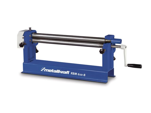 Rouleuse de tôles manuelle d'établi à 3 rouleaux largeur du travail 610 mm épaisseur jusque 0,8 mm en acier Metallkraft RBM610-8