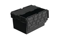 Totebox - Bac norme Europe noir 64L avec couvercle fixe - 600x400x365mm - Éco-responsable