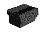 Totebox - Bac norme Europe noir 64L avec couvercle fixe - 600x400x365mm - Éco-responsable