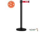 Poteau Alu Noir laqué à sangle Rouge zone contaminée 4m x 50mm sur socle portable 10kg - 2050333