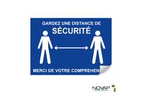 Panneau Garder une distance de sécurité - Bleu - Adhésif A4 - 4610092