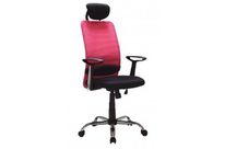 Fauteuil de bureau haut dossier mesh noir/rose.