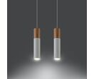 Suspension 2 Lampes Bois pour Ampoule GU10 - Blanc