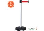 Poteau PVC Gris à sangle Rouge sur socle 9kg à lester - Novap 