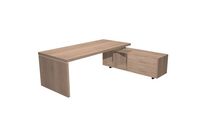 Artarredi - Bureau Flora 195 cm Noyer avec Retour - 2 Tiroirs - Style Direction - Éco-responsable