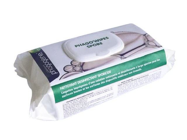Lingettes imprégnées nettoyantes désinfectantes | Phago'wipes Spore