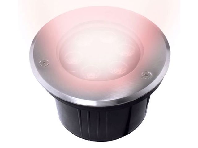 Spot LED encastré de sol inox 230V 6 W - Terra 6 – Rouge ou bleu