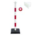Poteau PVC grande hauteur Rouge/Blanc sur socle lester 3kg avec support panneau - 2000109