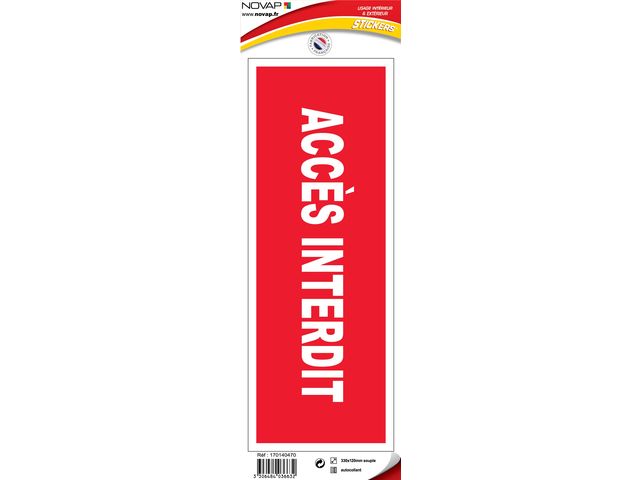 Panneau Accès interdit - Vinyle adhésif 330x120mm - 4036632