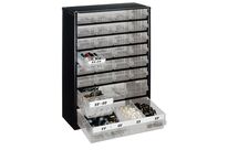 Bloc métallique à tiroirs transparents série 150 avec 28 tiroirs