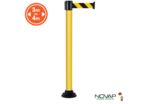 Poteau alu jaune à sangle Noir/Jaune Hachuré sur socle fixe - Novap