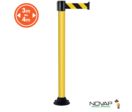 Poteau alu jaune à sangle Noir/Jaune Hachuré sur socle fixe - Novap