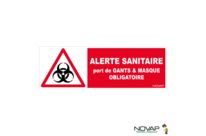Panneau Alerte sanitaire - Gants et masque obligatoire - 450x150mm - 4064406