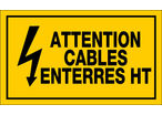 Panneau Attention cables enterres haute tension - Rigide 330x200mm - 4161303