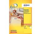 Pochette de 25 étiquettes Avery laser enlevables blanches A4
