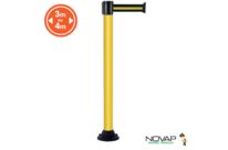 Poteau alu jaune à sangle Noir/Jaune sur socle fixe - Novap