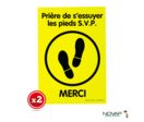 Lot de 2 plaques modulable Jaune fluo - Essuyer vous les pieds merci  - 4280875