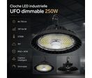 Suspension LED Industrielle UFO Dimmable 150W-200W-250W 187lm/W avec détecteur de mouvement -