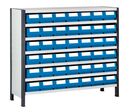 Rayonnage peint P.400 mm avec 42 bacs tiroirs Multibox L.160 mm