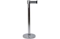 Poteau Alu Chromé laqué à sangle noir/argent 3m x 50mm sur socle portable - 2053334